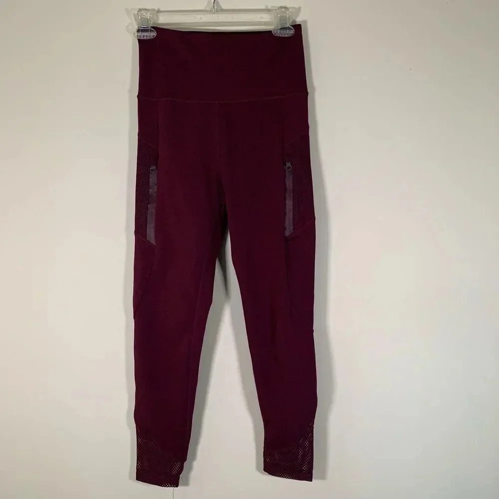 Nicole Miller Leggings Women’s Medium Purple Sport High Rise Side Zip